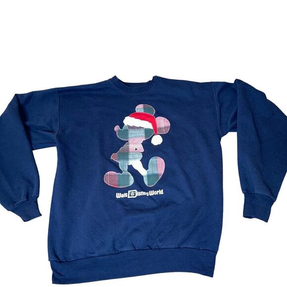 Disneyland World Resorts Mickey in Santa Hat Navy Sweatshirt Christmas SZ M - Picture 1 of 6